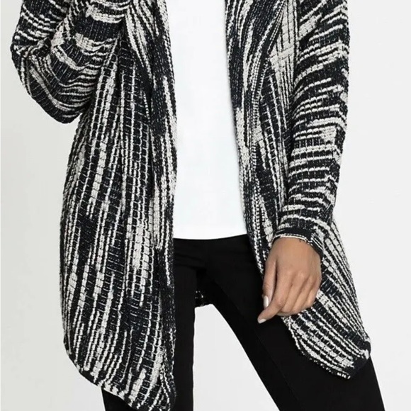 Nic + Zoe ENGRAVING CARDIGAN Drapey  Size PP Black White - Picture 6 of 8